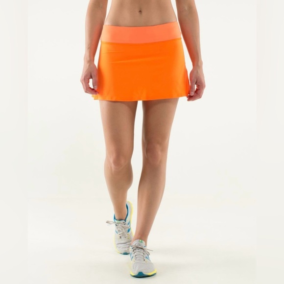 Y2K Lululemon Run Pace Setter Skirt Golf Tennis Pizzaz Orange Sz 6 Rare Retired - Picture 4 of 14